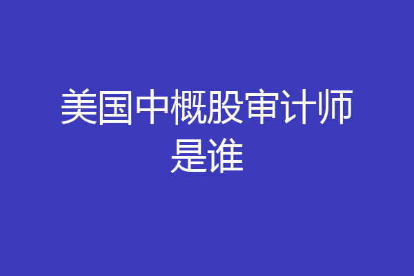 美国中概股审计师是谁