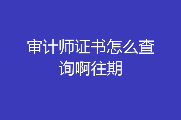 审计师证书怎么查询啊往期