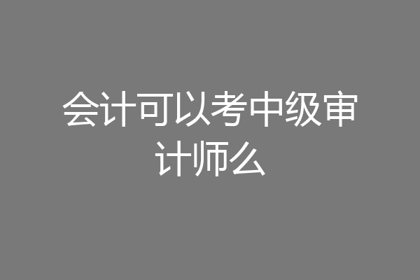 会计可以考中级审计师么