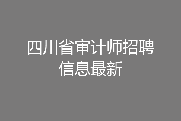 四川省审计师招聘信息最新