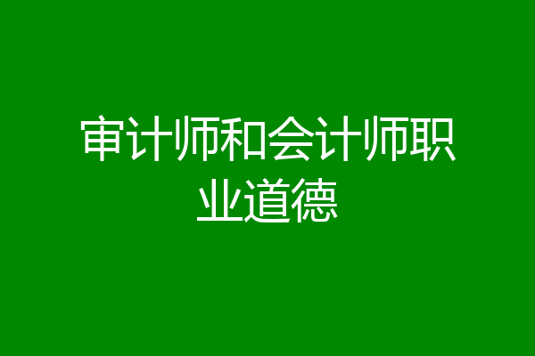 审计师和会计师职业道德