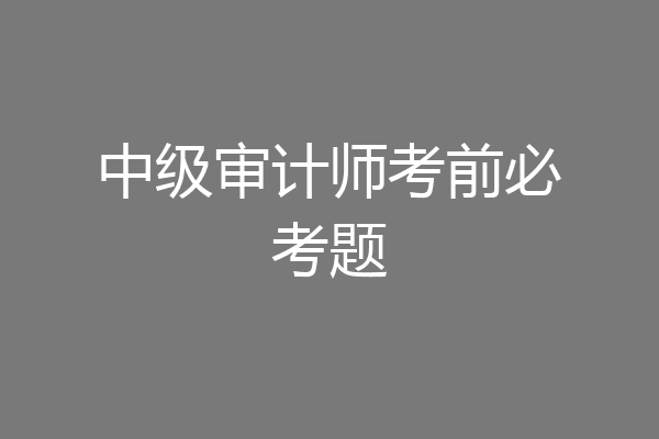 中级审计师考前必考题