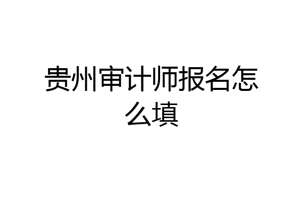 贵州审计师报名怎么填