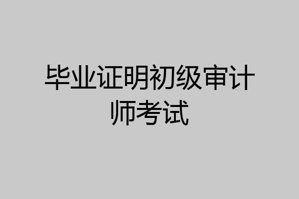 毕业证明初级审计师考试