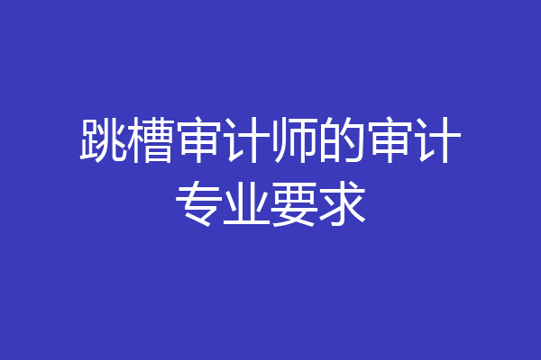 跳槽审计师的审计专业要求