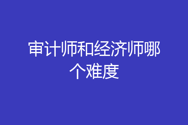 审计师和经济师哪个难度
