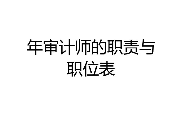 年审计师的职责与职位表