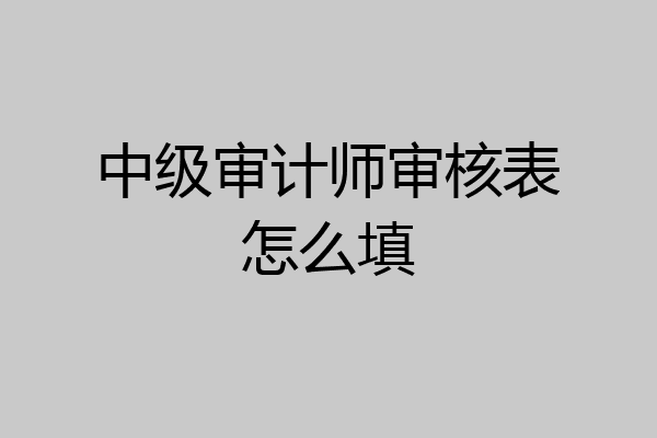 中级审计师审核表怎么填