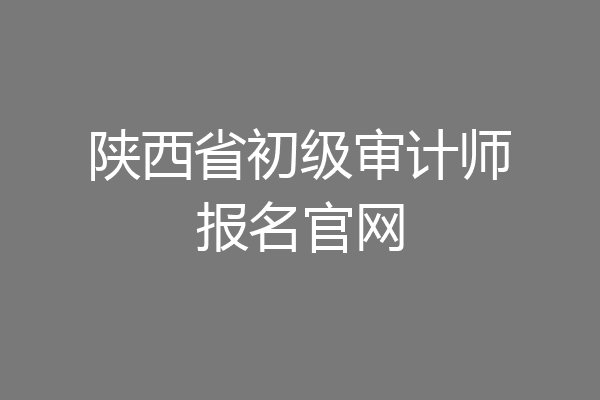 陕西省初级审计师报名官网