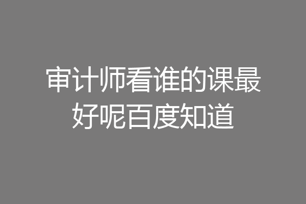 审计师看谁的课最好呢百度知道