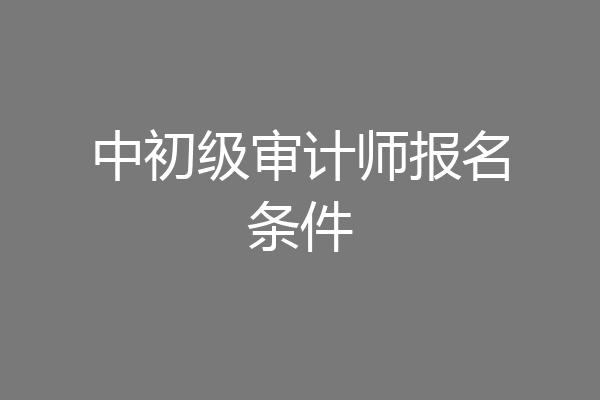中初级审计师报名条件