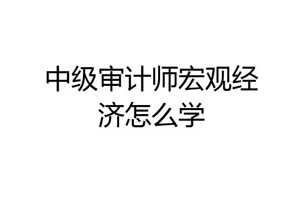 中级审计师宏观经济怎么学