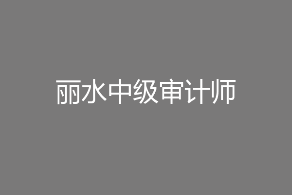 丽水中级审计师