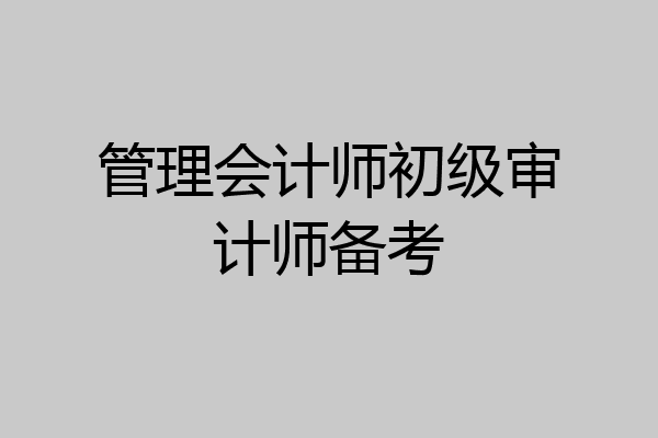 管理会计师初级审计师备考