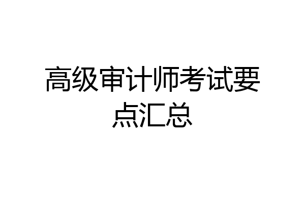 高级审计师考试要点汇总