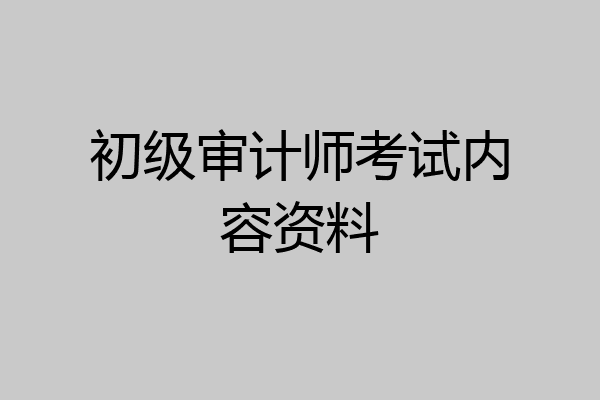 初级审计师考试内容资料
