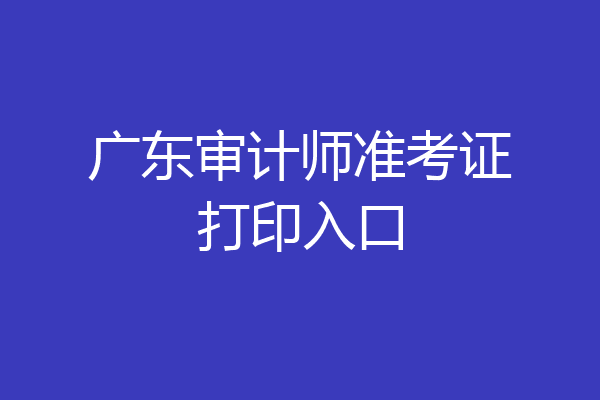 广东审计师准考证打印入口