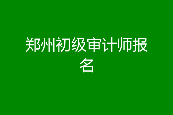 郑州初级审计师报名