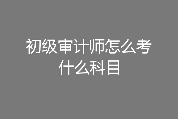 初级审计师怎么考什么科目