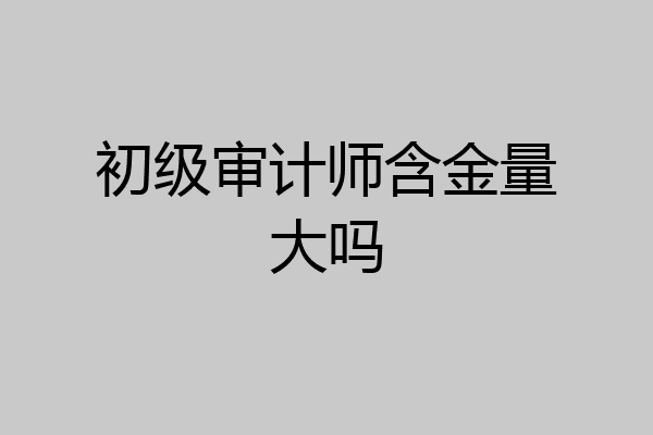 初级审计师含金量大吗