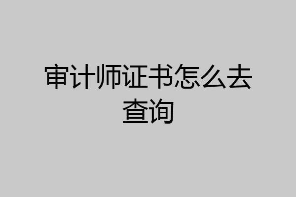 审计师证书怎么去查询