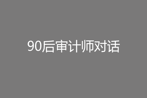 90后审计师对话