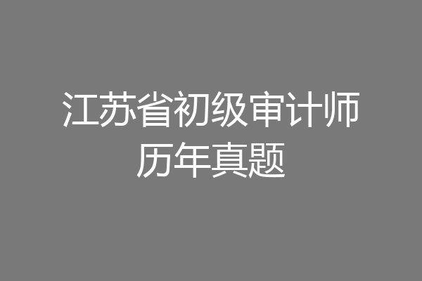 江苏省初级审计师历年真题