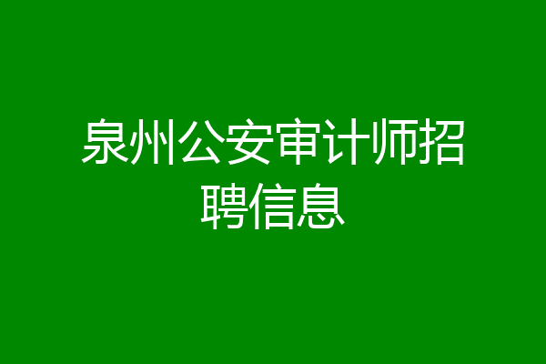 泉州公安审计师招聘信息