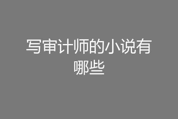 写审计师的小说有哪些