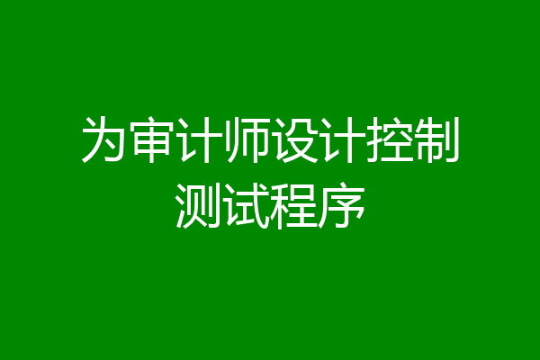 为审计师设计控制测试程序