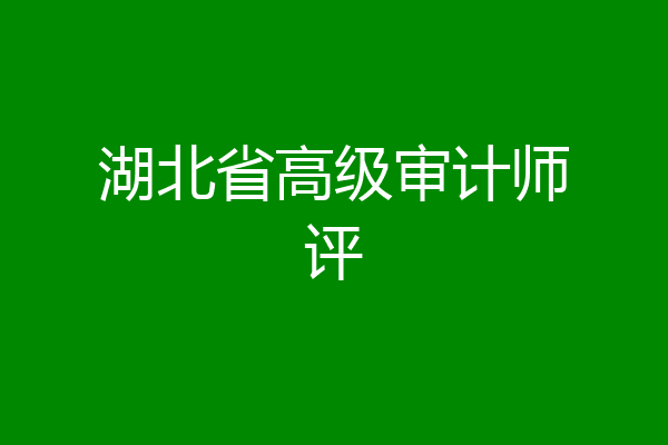 湖北省高级审计师评