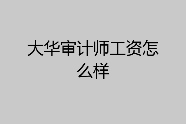 大华审计师工资怎么样