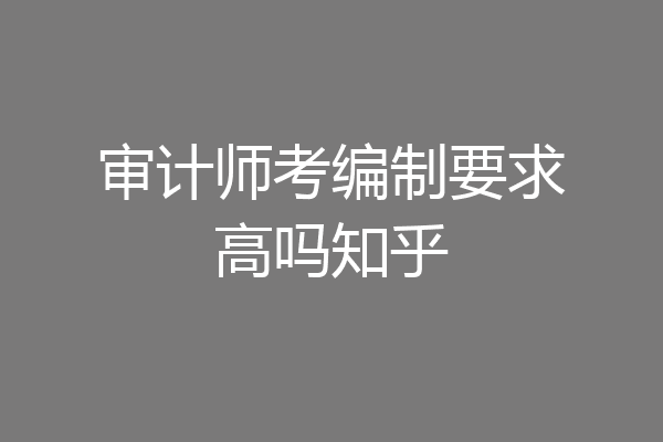 审计师考编制要求高吗知乎