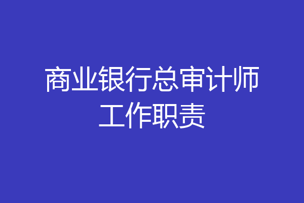 商业银行总审计师工作职责