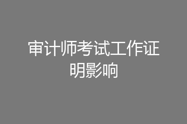 审计师考试工作证明影响