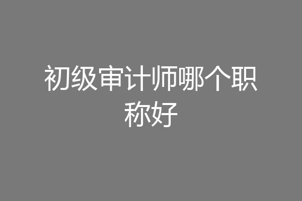 初级审计师哪个职称好