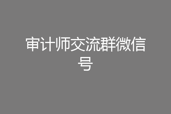 审计师交流群微信号