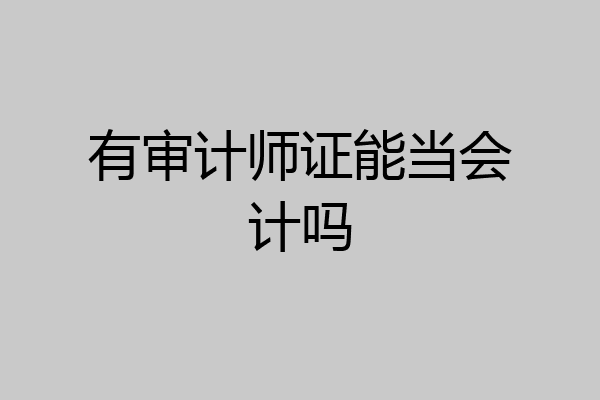 有审计师证能当会计吗