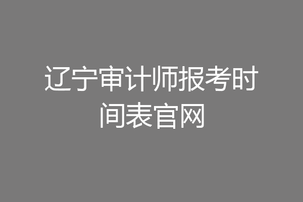 辽宁审计师报考时间表官网