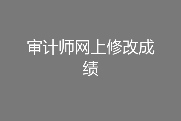 审计师网上修改成绩