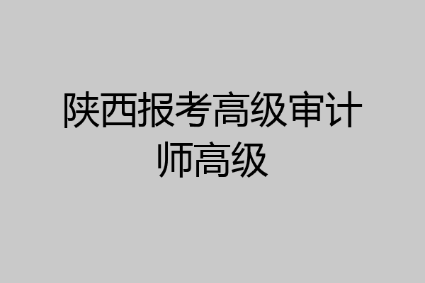 陕西报考高级审计师高级