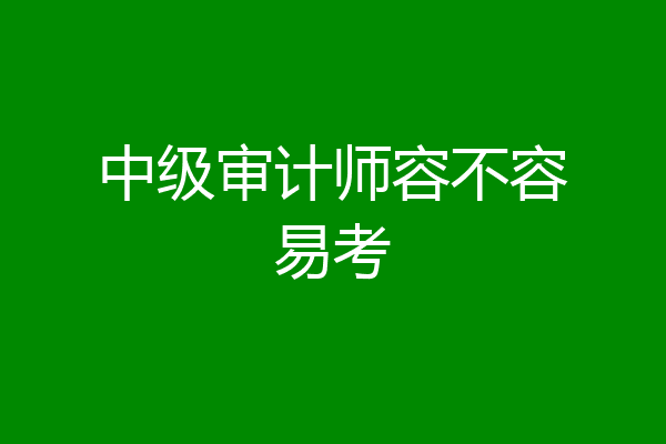 中级审计师容不容易考