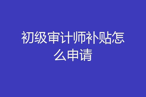 初级审计师补贴怎么申请