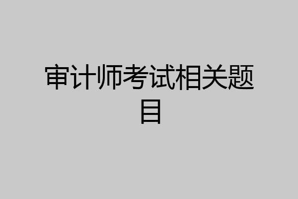 审计师考试相关题目
