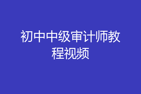 初中中级审计师教程视频