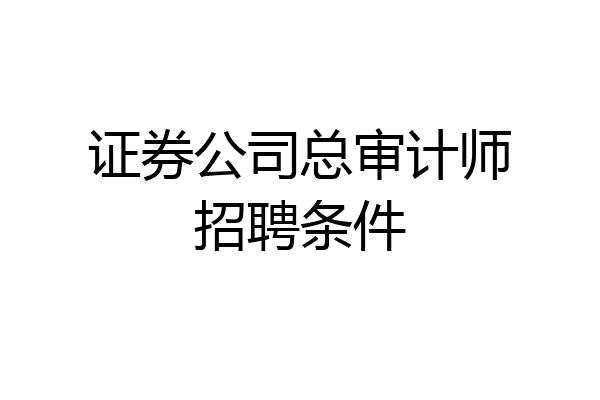 证券公司总审计师招聘条件