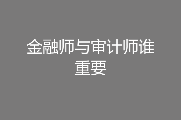 金融师与审计师谁重要