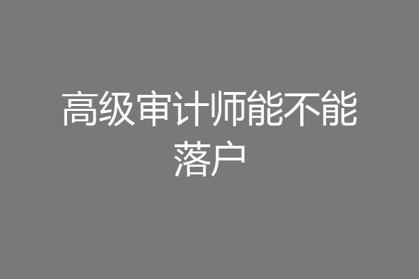 高级审计师能不能落户