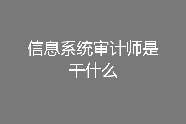 信息系统审计师是干什么