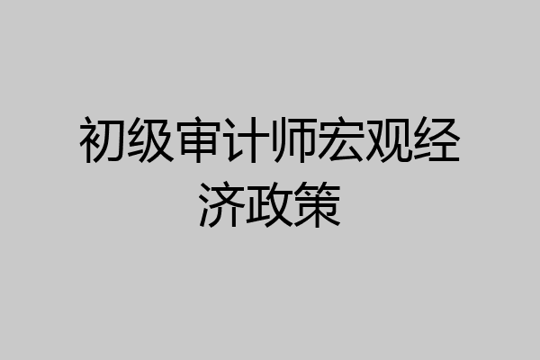 初级审计师宏观经济政策